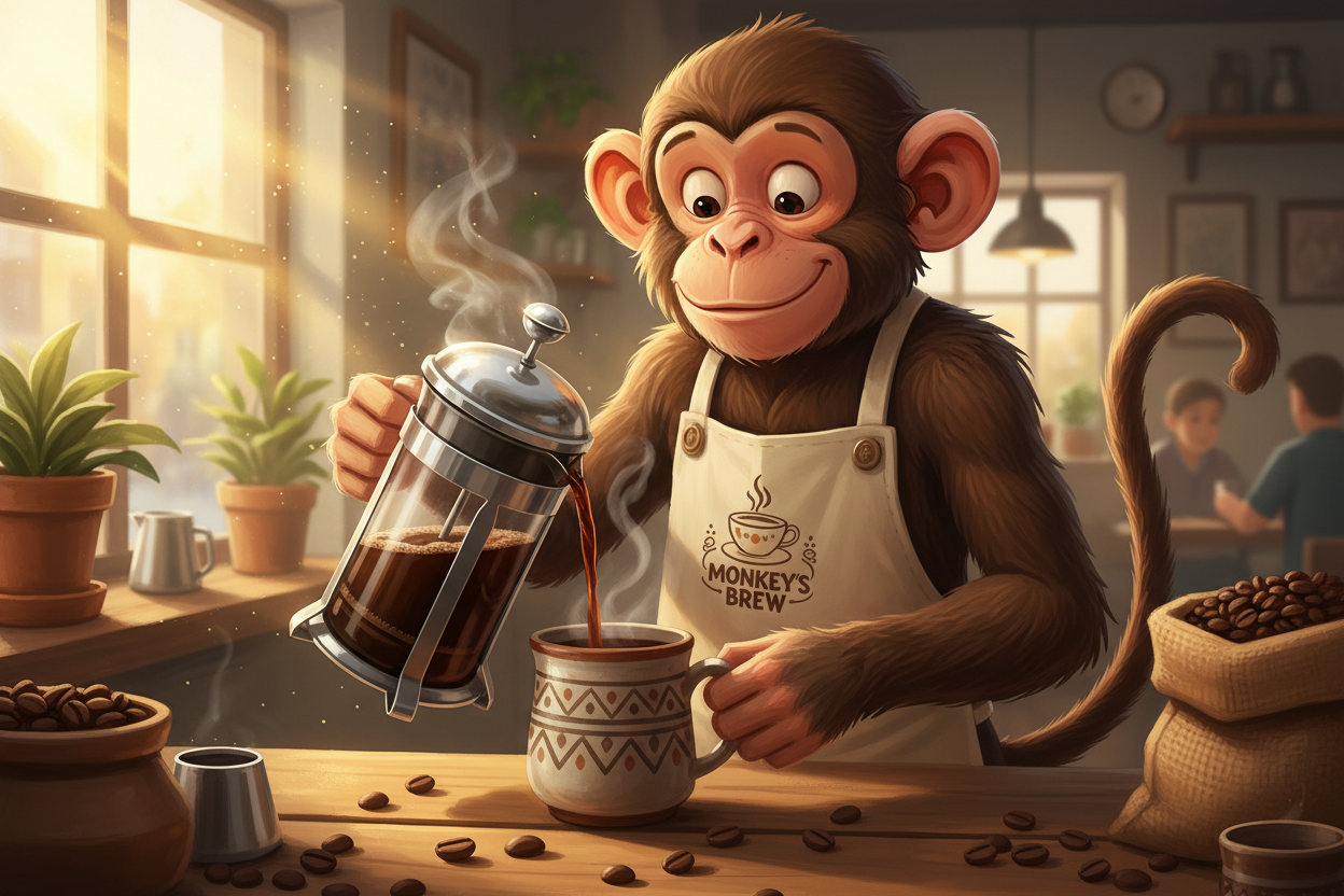 Monkey Pouring Coffee - Professional